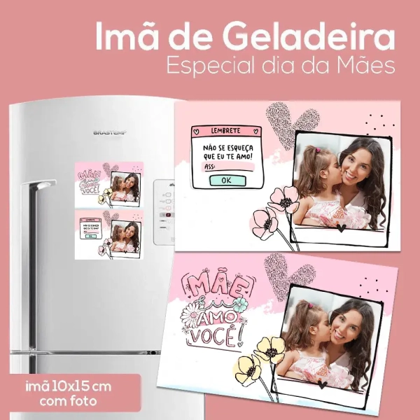 Imã de Geladeira Mãe Eu Te Amo