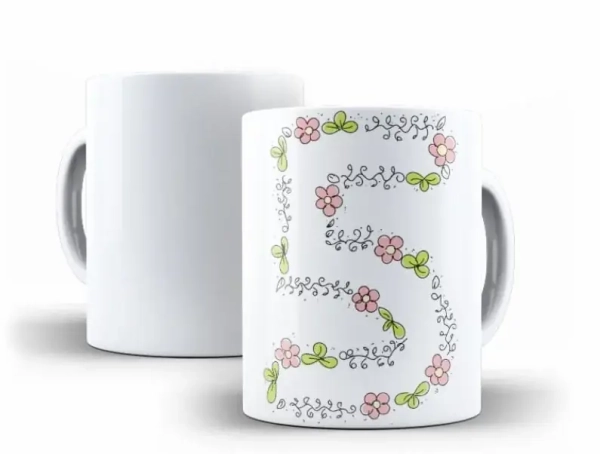 Caneca Letra Floral com Frase