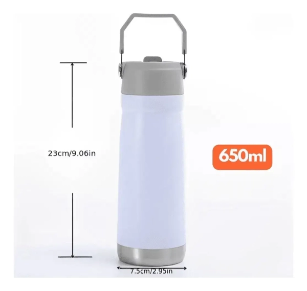 Garrafa Térmica Flip Straw Canudo E Alça 650 ml - Image 4