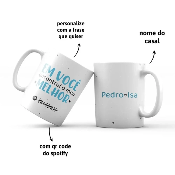 Caneca com frase e nome + qrcode do Spotify