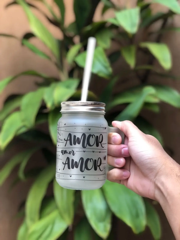 Canecopo Vidro com Canudo