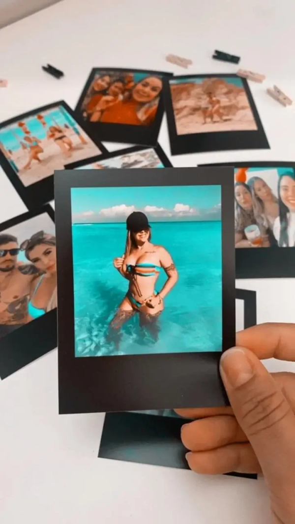 Polaroids com Varal e Mini Prendedores