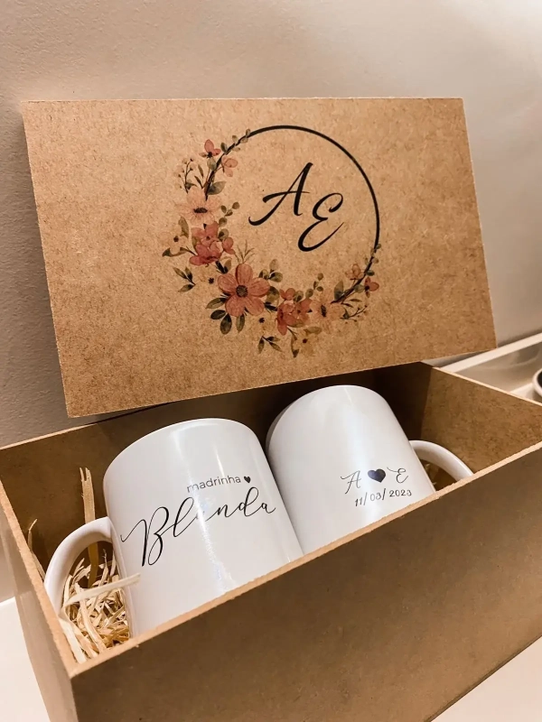 Kit Duplo Padrinhos + Caixa MDF Personalizada