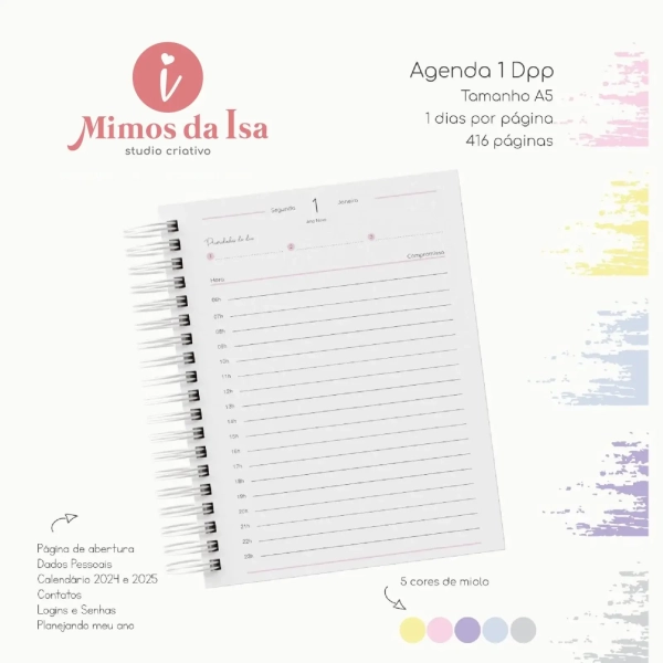 Agenda Agendamento 2025 - 1 Dia por Página