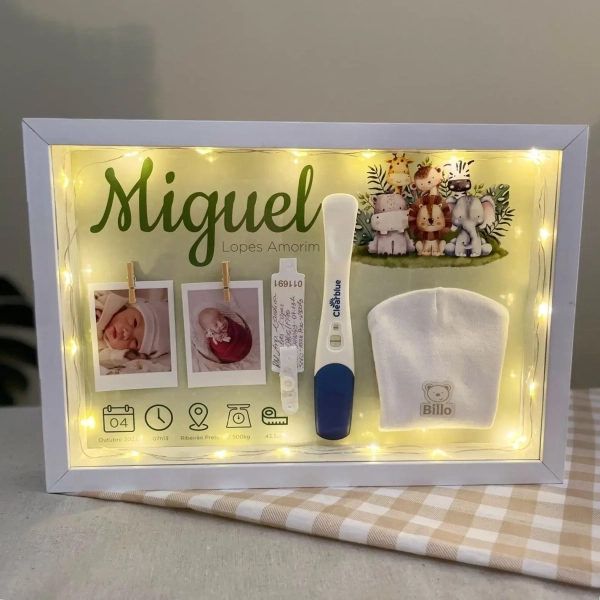 Quadro Luminária Eternização objetos do bebê