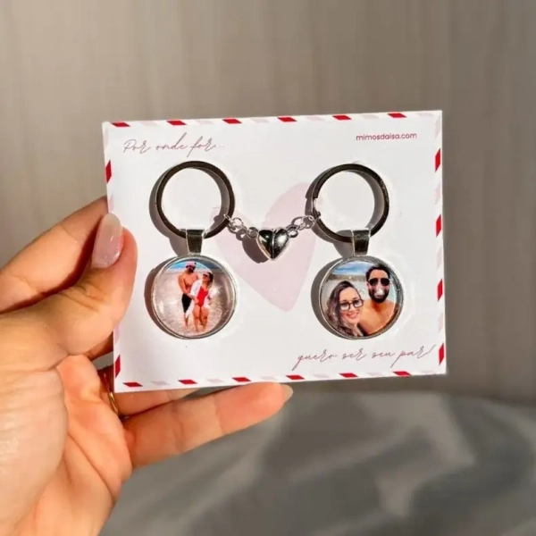 Chaveiro Amor em Detalhes | 2 Chaveiros Inox + Ímã Coração 💖 - Image 3